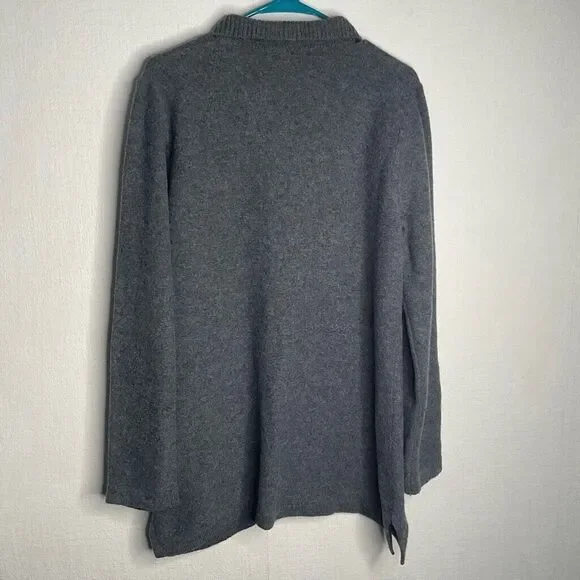 L.L. Bean Women Gray Wool Long Sleeve Pockets Button Front Cardigan Size L - Picture 9 of 9